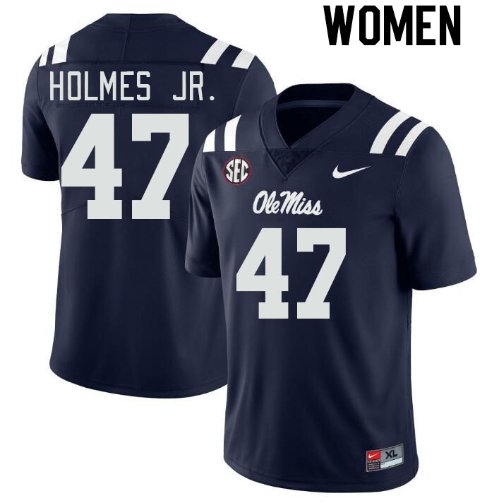 Women #47 DeeJay Holmes Jr. Ole Miss Rebels College Football Jerseyes Stitched Sale-Navy